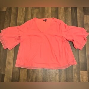 Lane Bryant Pink Bell Sleeve Blouse Relaxed Fit